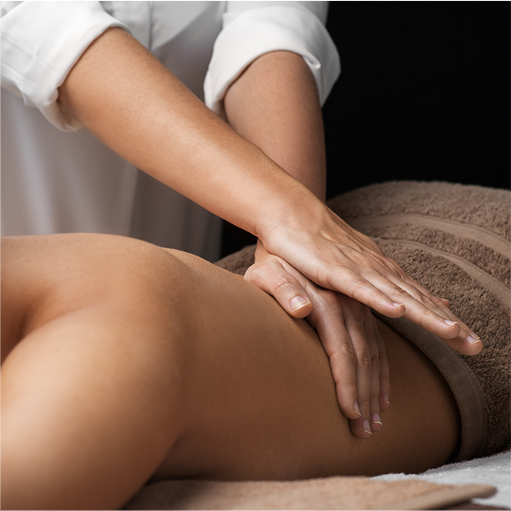 African American woman receiving back massage