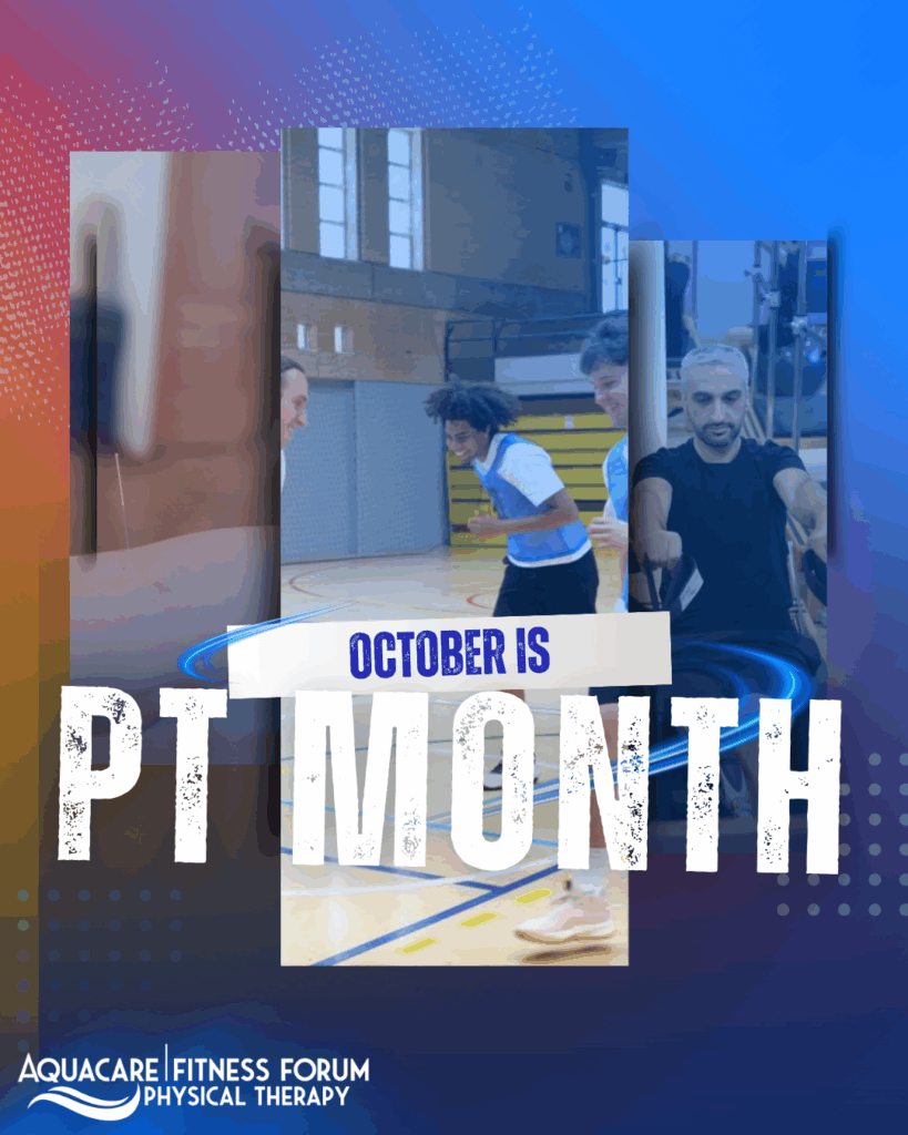 a collage of photos with the words, october is pt month