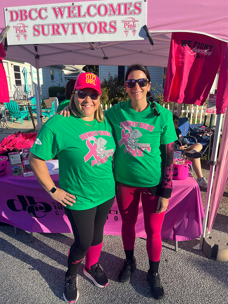 Lymphedema therapists Jillian Kemmerlin and Melissa Martinelli during Breast Cancer Awareness Event - Dewey Goes Pink.