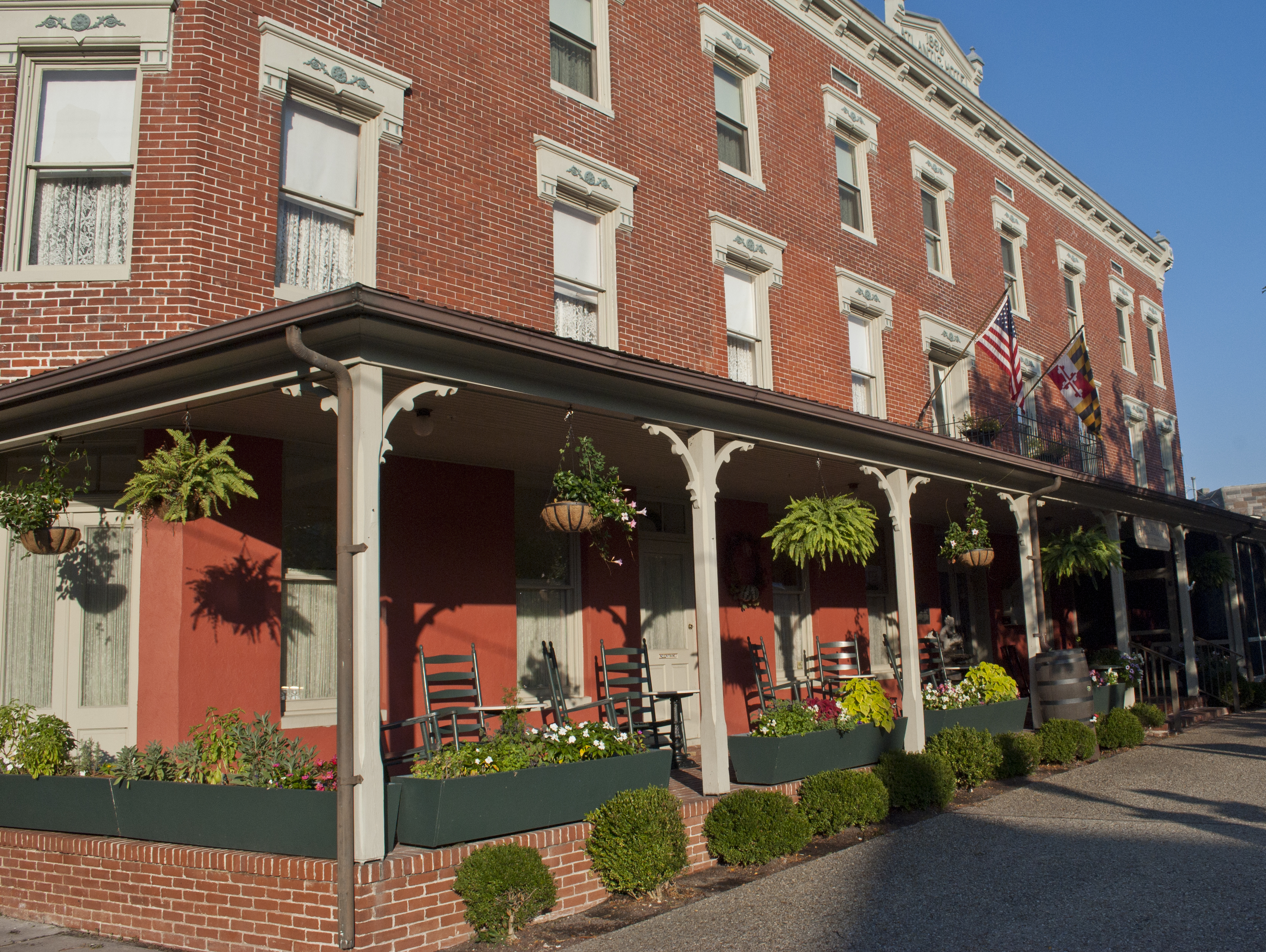 South View of the front Porch Atlantic Hotel