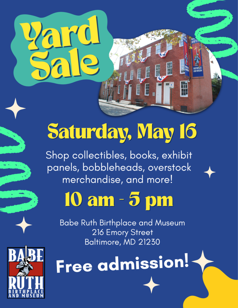 a flyer for a yard sale with a picture of a building