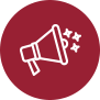 a red background with a white outline of a megaphone