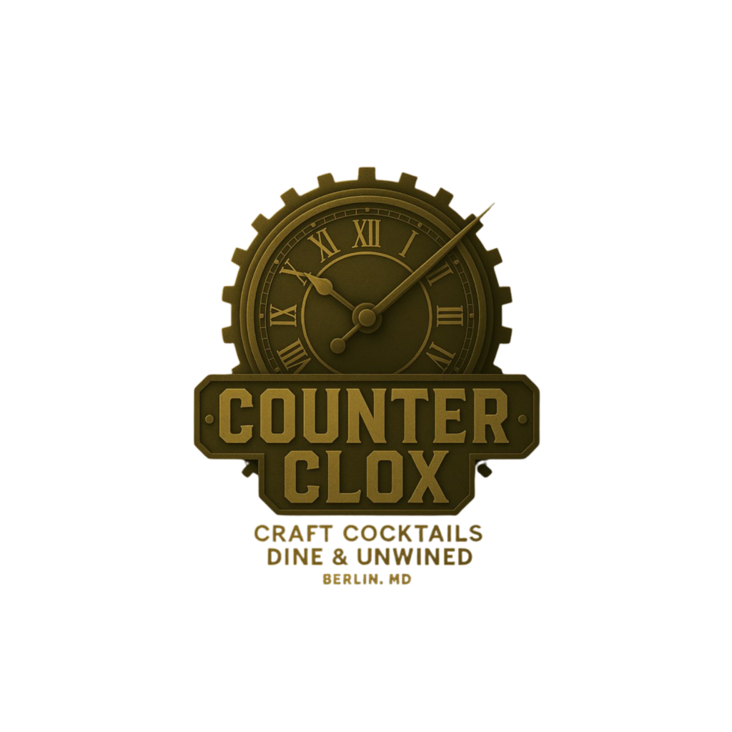 a logo for a craft cocktail bar called counter clox