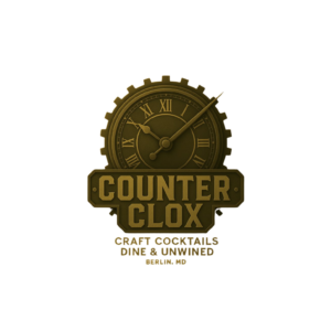 a logo for a craft cocktail bar called counter clox