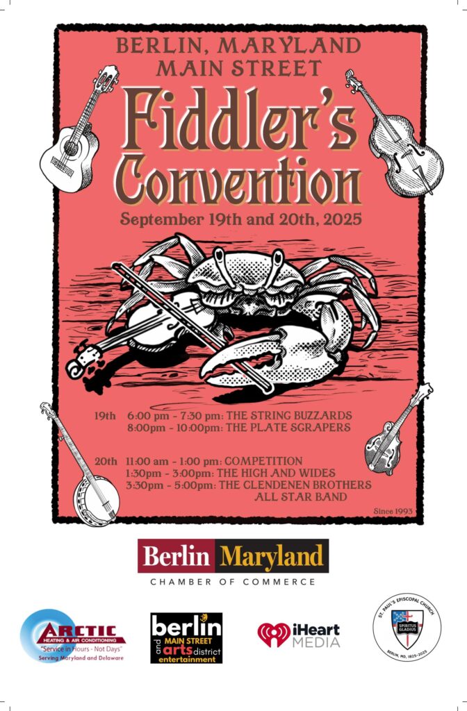 a poster for fiddler's convention with a crab