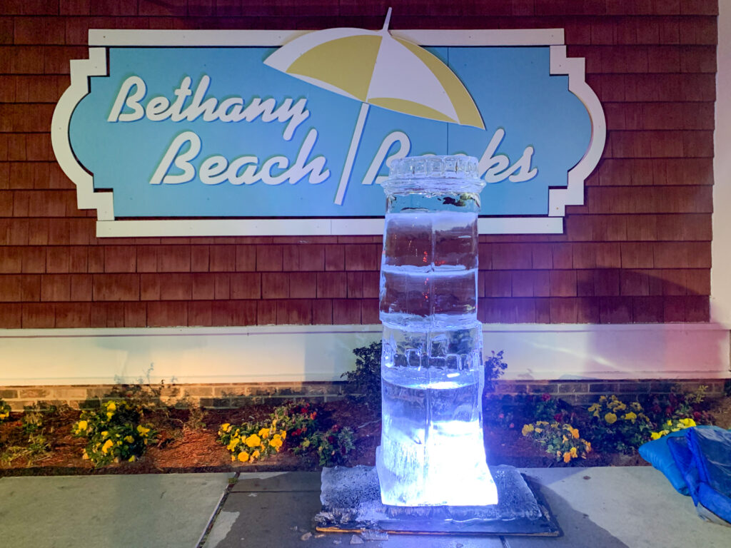 a large ice sculpture in front of a building