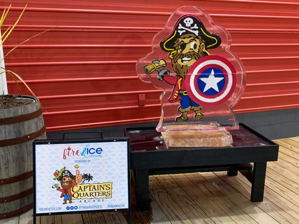 a table with a captain america sign on it