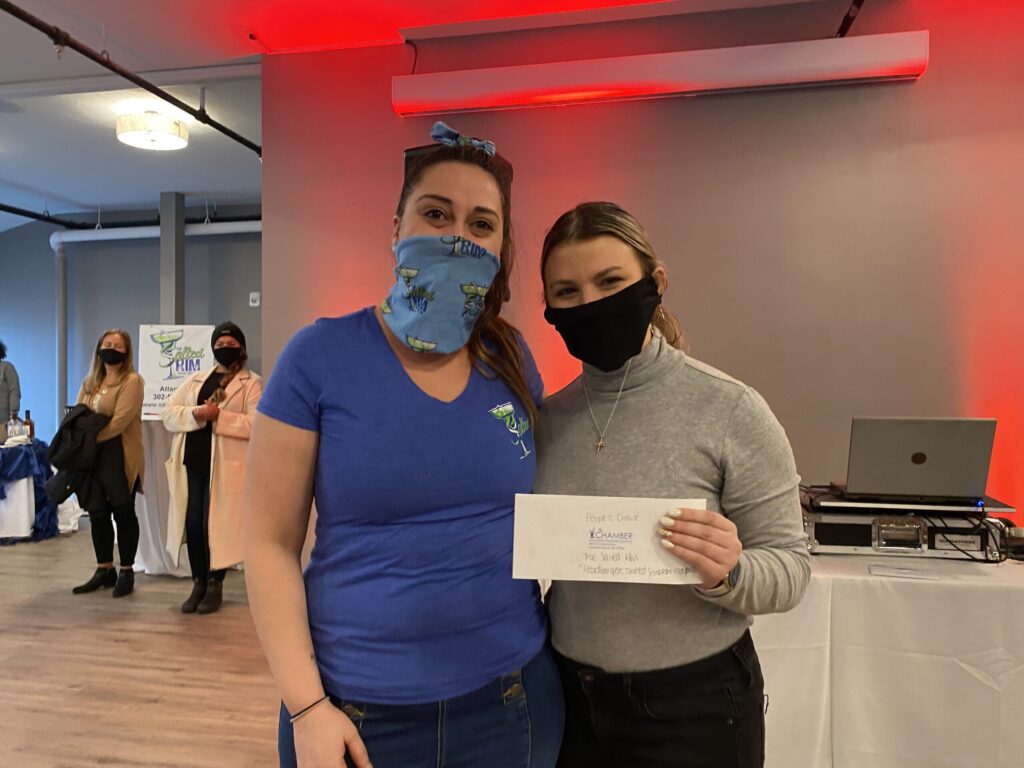 two women standing next to each other wearing face masks