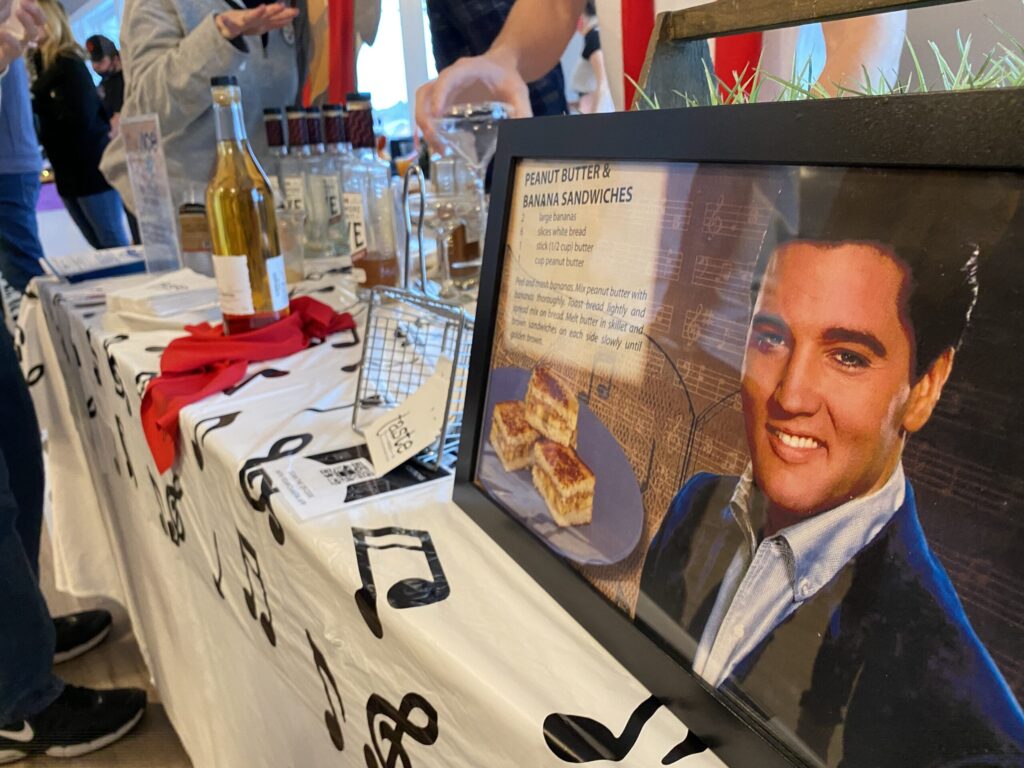 a table with a picture of a man on it