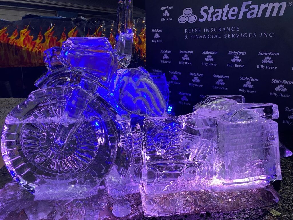 a motorcycle made out of ice on a table
