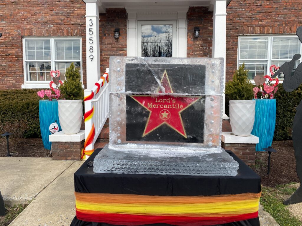 a star is placed on top of a bed in front of a house