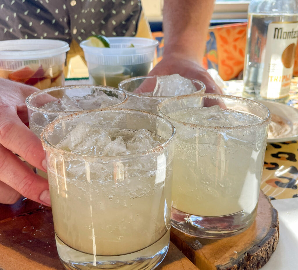 a couple of people that are sitting at a table