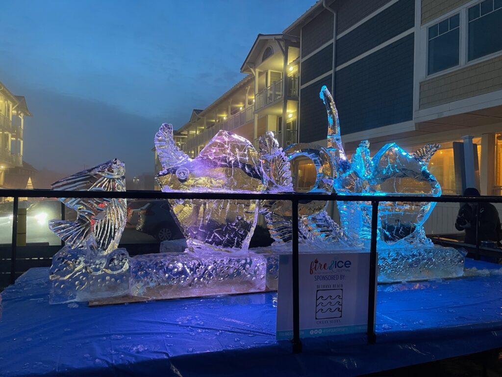 an ice sculpture in front of a building