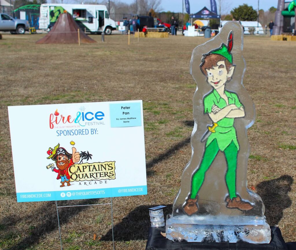 a glass statue of a man in a green outfit