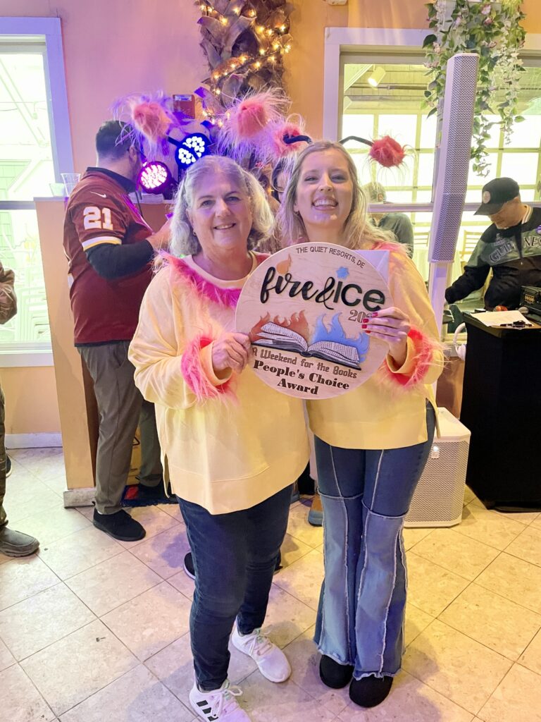 a couple of women standing next to each other