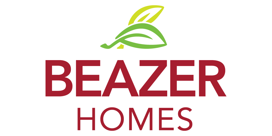 a black and red sign that says beazer homes