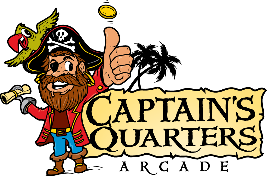 captain's quarters logo with a pirate holding a sign