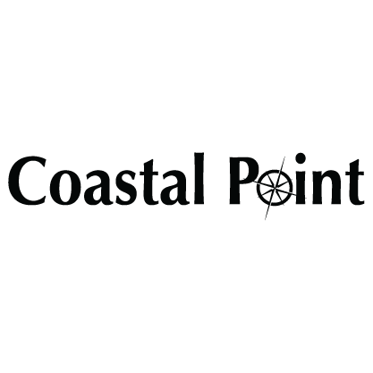 the coast point logo on a black background