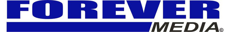 a black and blue logo with the words forever on it