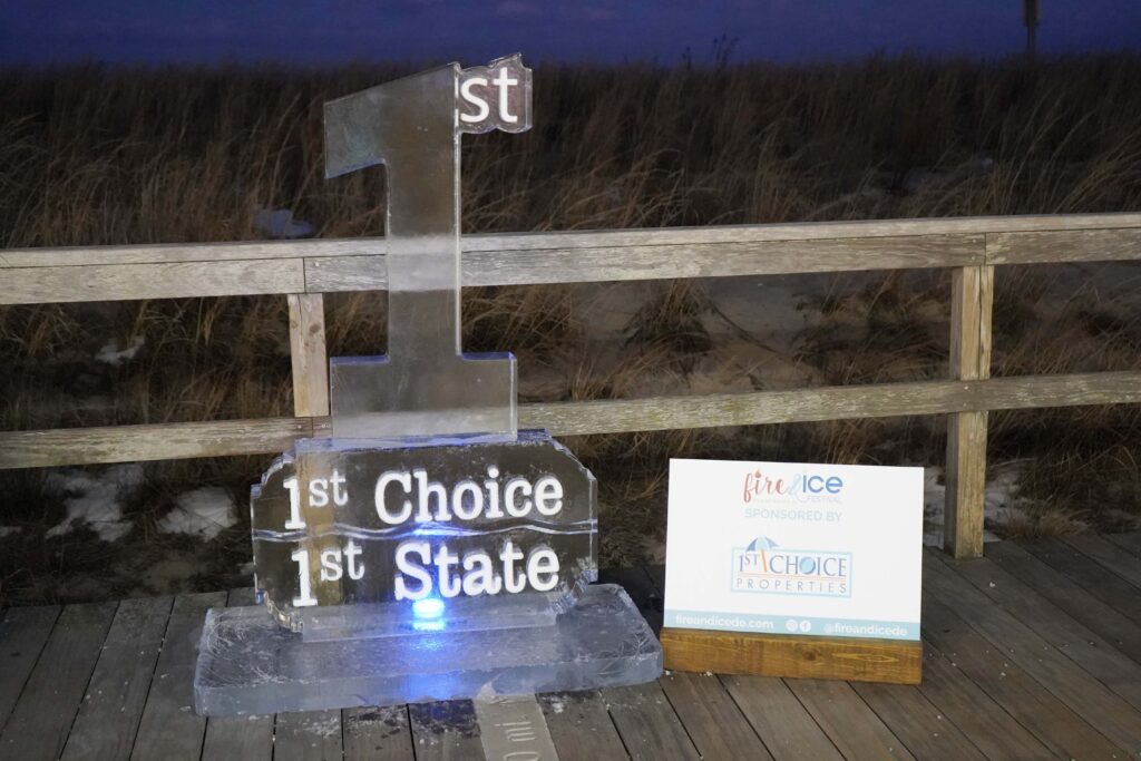 a sign that is on a wooden deck