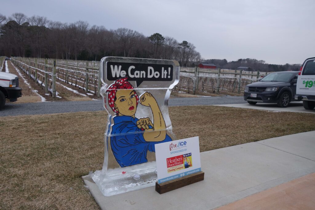 a sign that says we can do it with a picture of a woman holding a