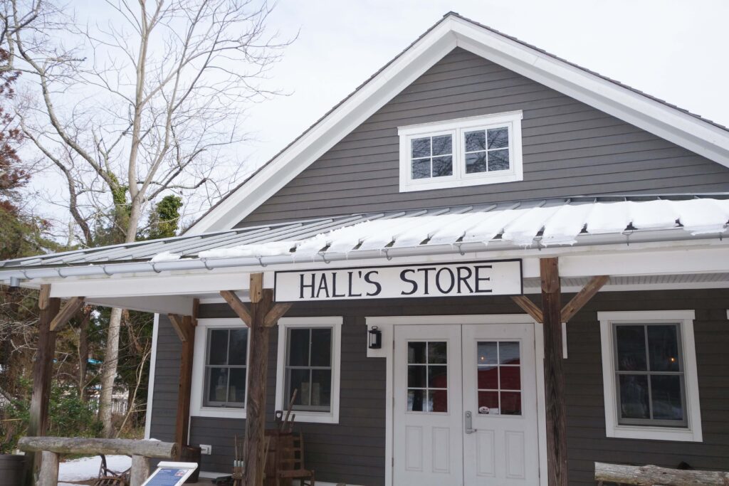 a building with a sign that says hall's store