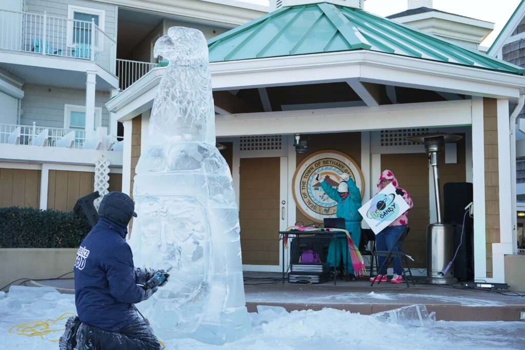 a group of people that are standing in the snow