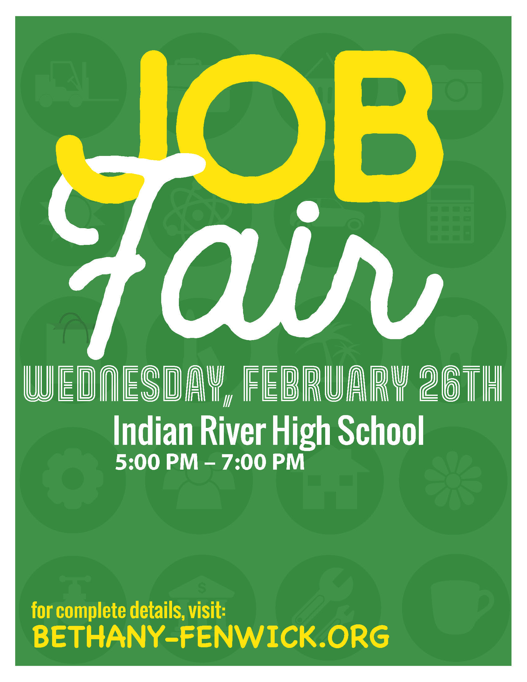 a flyer for a job fair with a green background