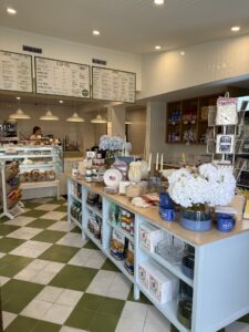 a bakery with a checkered floor and a checkered floor