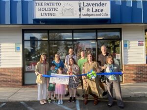 a group of people standing in front of a building