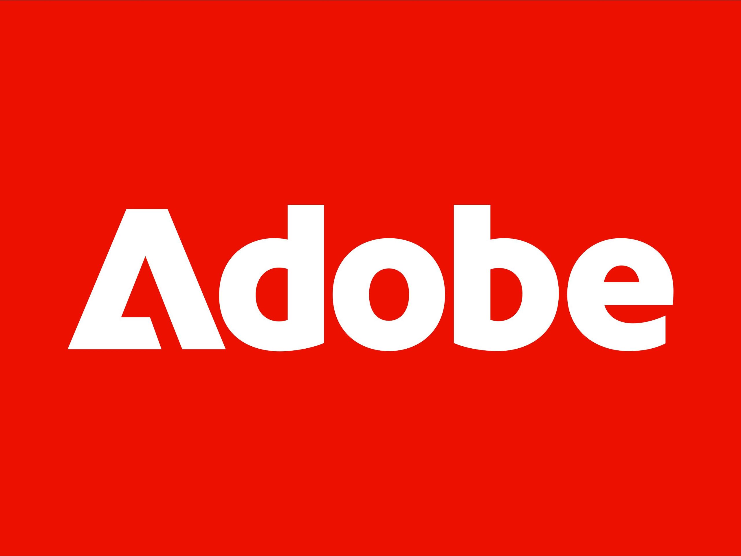 the adobe logo on a red background