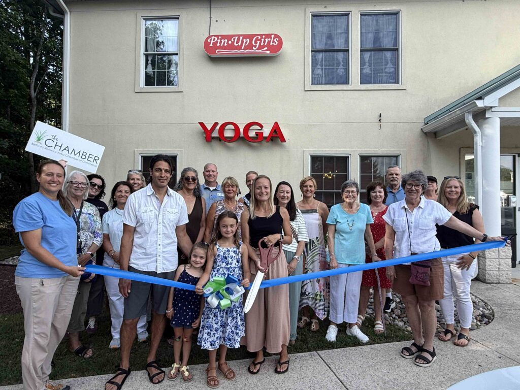 a group of people standing in front of a building