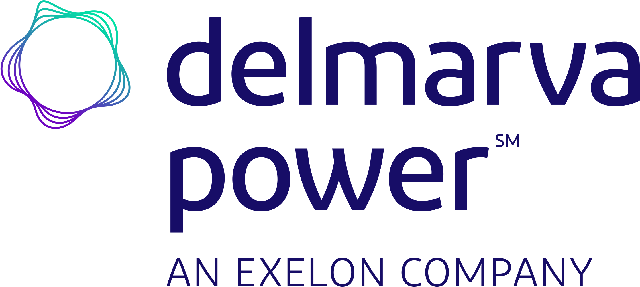 the delmarva power logo on a black background