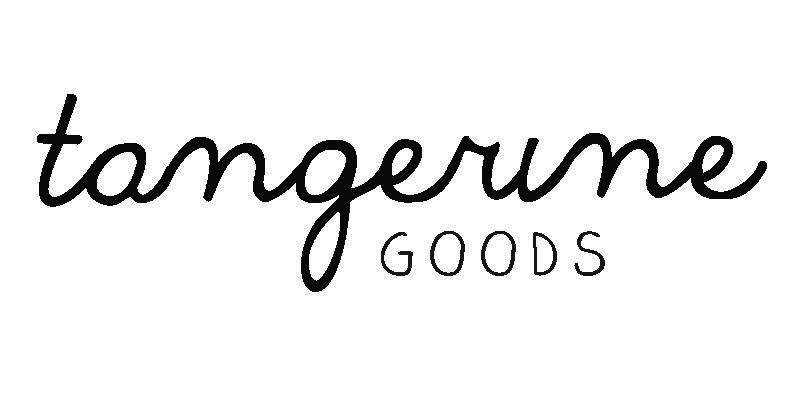 the word tangerine goods written in black ink on a white background