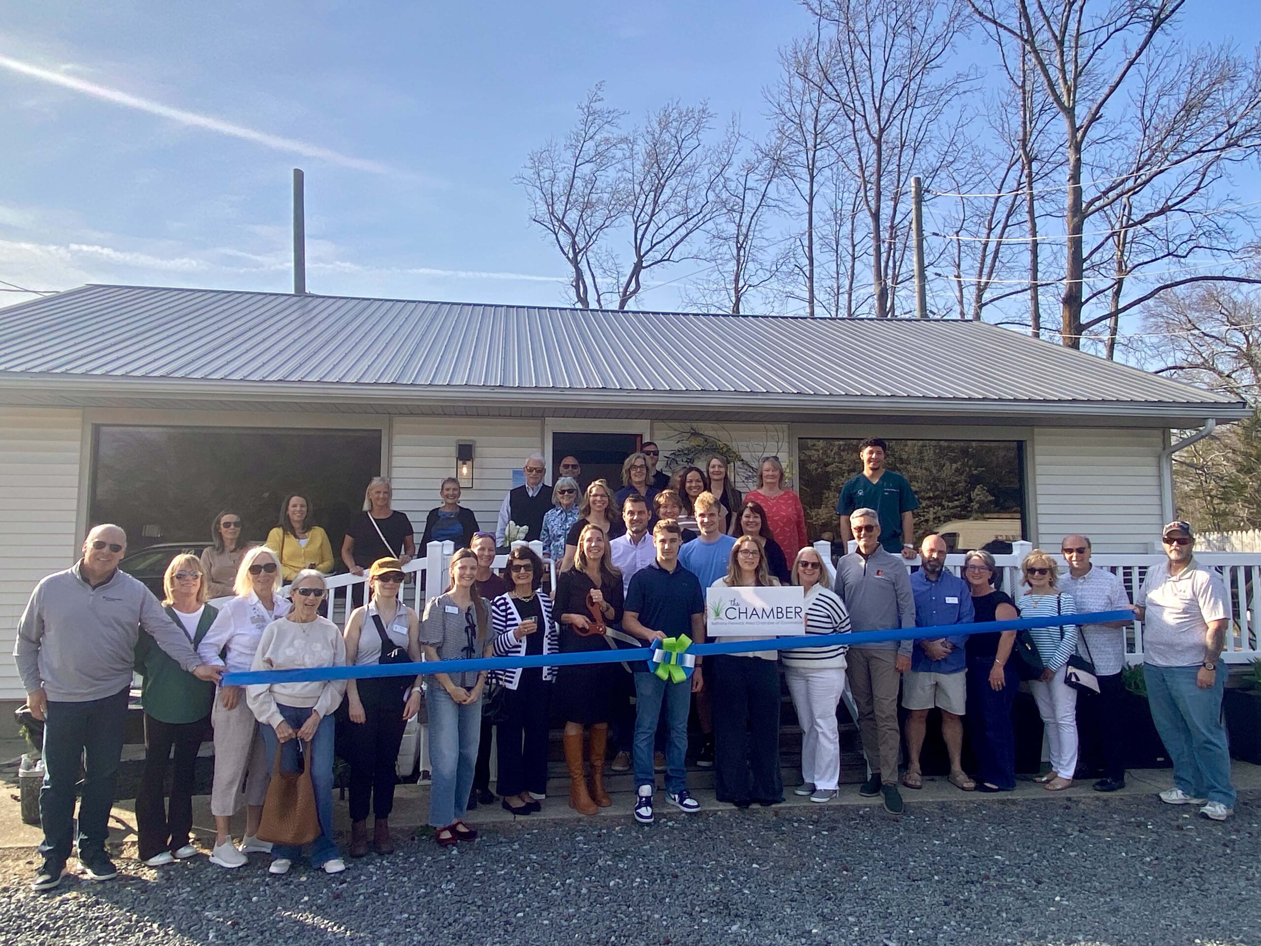 a group of people standing in front of a building