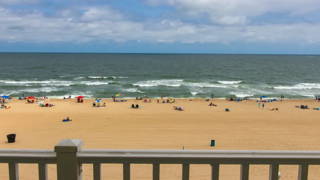 a view of the beach from a balcony