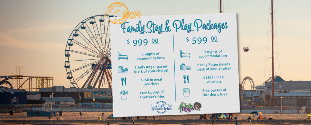 a large sign on the beach with a ferris wheel in the background