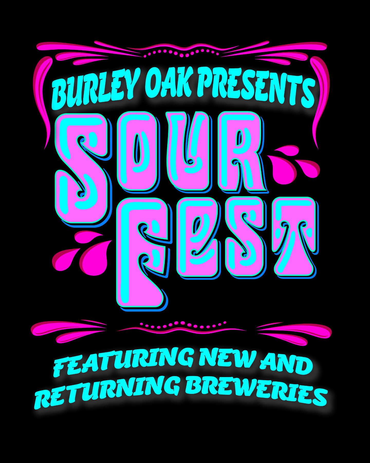 a black background with pink and blue lettering