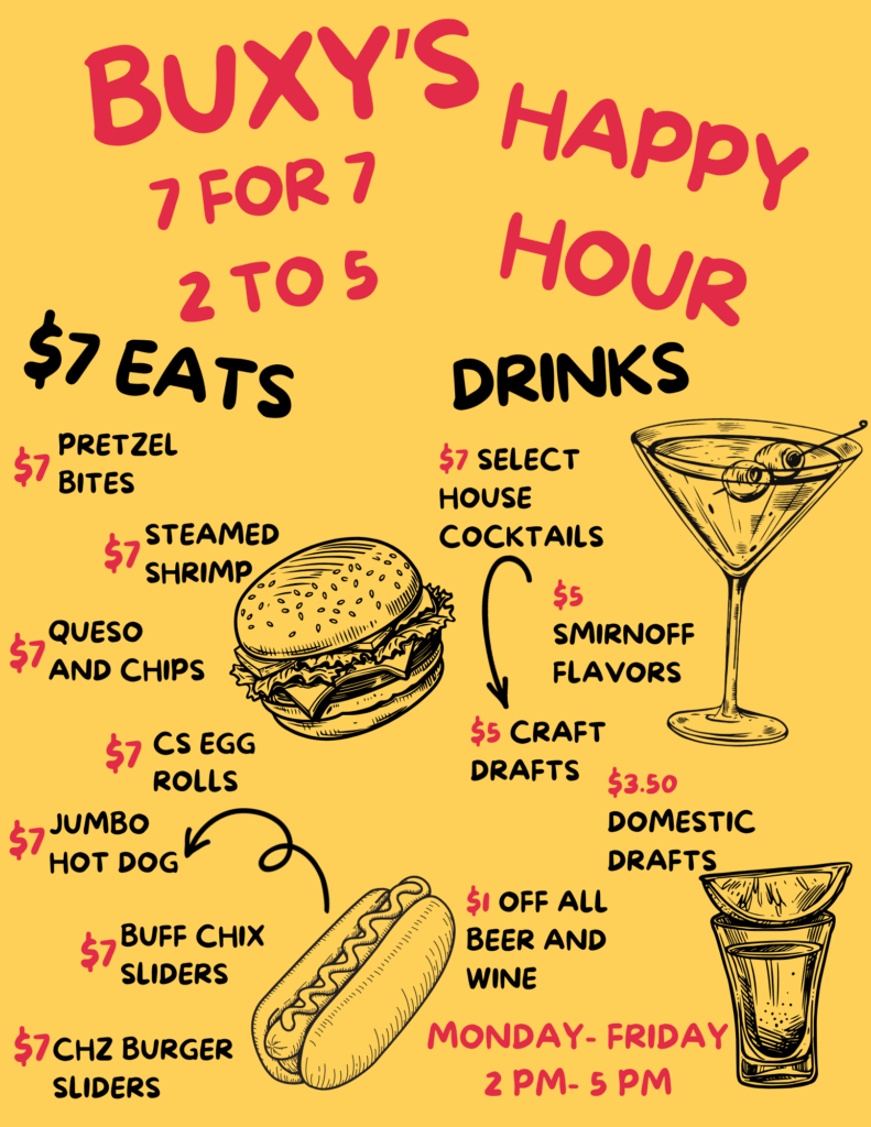 Buxy's off season specials. 