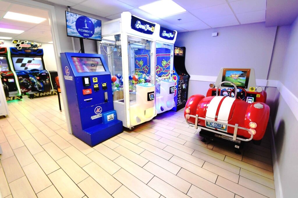 a room with arcade machines and video games