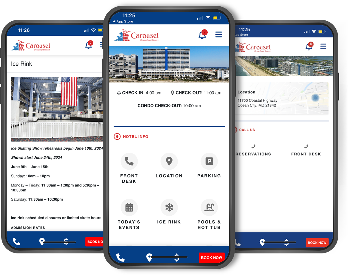 three smartphones displaying a real estate listing application