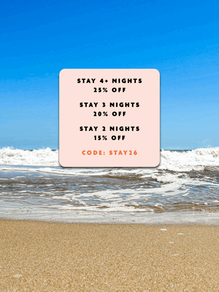 a beach with a sign that says stay 4 nights stay 3 nights stay 3 nights