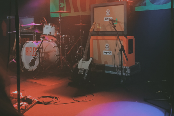 Band set up on stage.