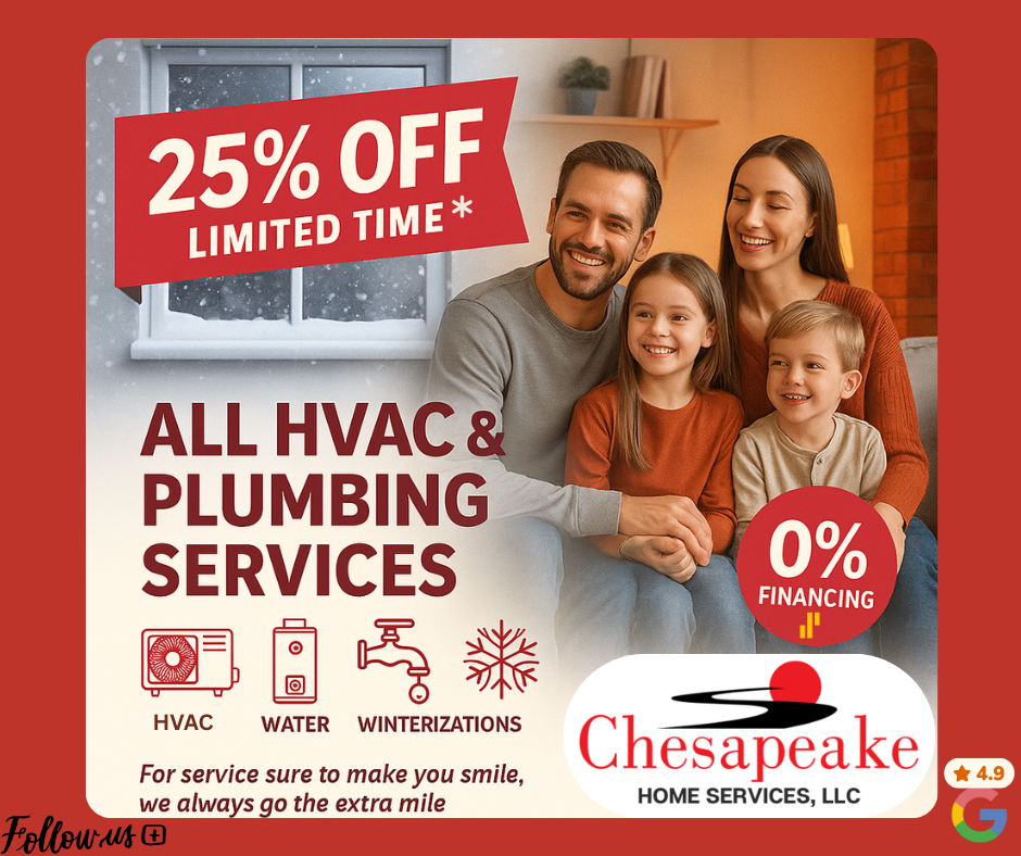 a flyer for a plumbing company with a picture of a family