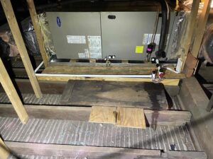 the inside of a room with a lot of wood