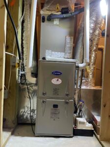 a water heater in a room under construction