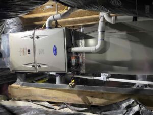 a water heater installed in a basement