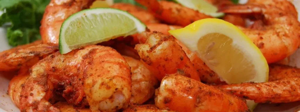 Steamed shrimp with lemon wedges