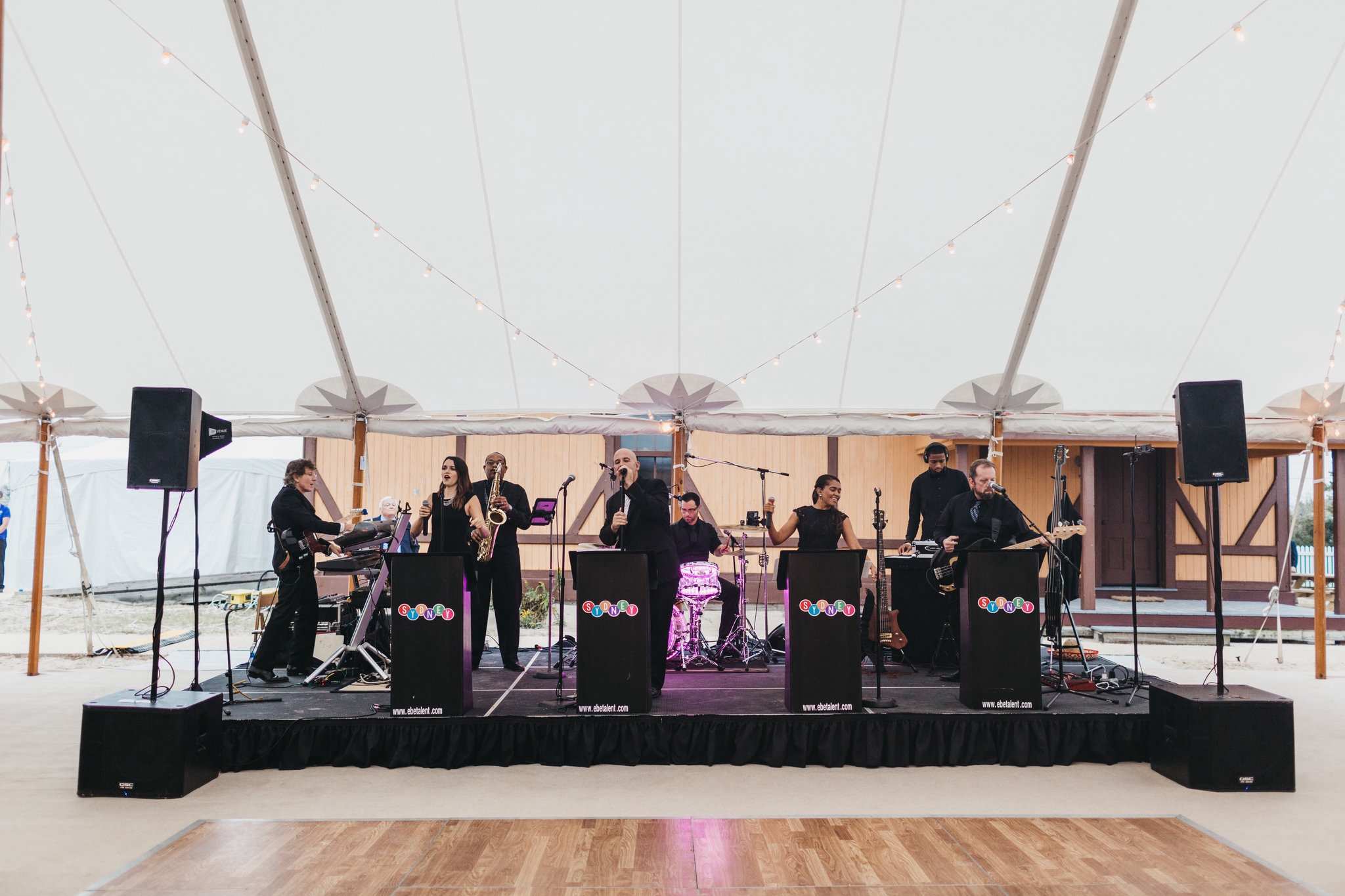 Black stage skirting