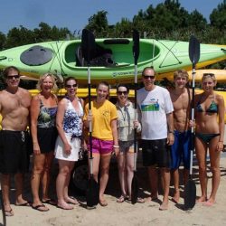 family kayakers